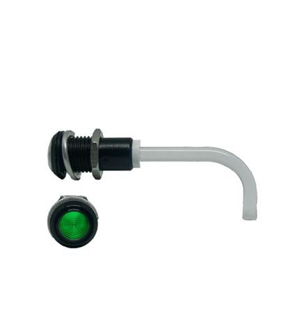 RHD-1100-1500-F9PZG67PR  Bivar, Panel Mount Right Angle LED Light Pipe, Green Round Lens