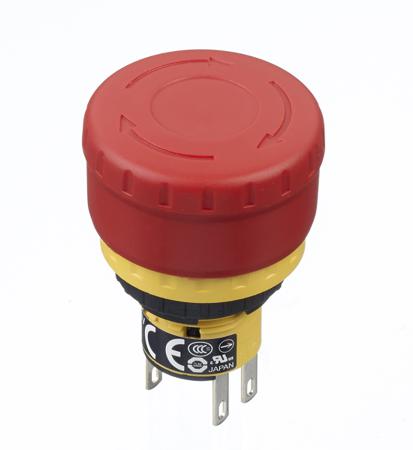 XA1E-BV3U02TR Idec XA Series Twist Release Emergency Stop Push Button, Panel Mount, 16mm Cutout, 2NC, IP40, IP65