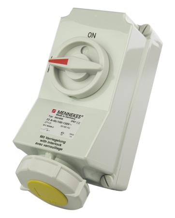 5924A MENNEKES Switchable IP67 Industrial Interlock Socket 2P+E, 32A, 110 V