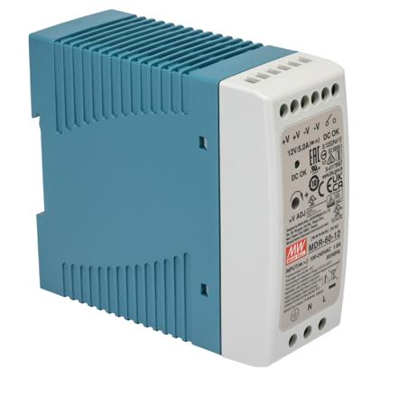 MDR-60-12 Mean Well , Switch Mode DIN Rail Panel Mount Power Supply, 60W, 12V dc/ 5A