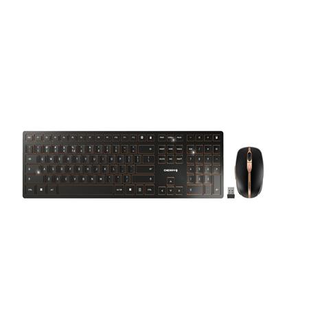 JD-9100EU-2 Cherry CHERRY DW 9100 SLIM Wireless Ergonomic Keyboard and Mouse Set, QWERTY (EU), Black
