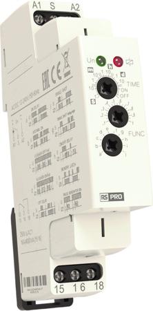 360-676 RS PRO DIN Rail Mount Timer Relay, 12 → 240V ac/dc, 1-Contact, 0.1 s → 10days, 10-Function, SPDT