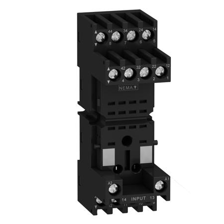 RXZE2M114M Schneider Electric RXZ 4 Pin <250V DIN Rail Relay Socket, for use with Plug-In Relay 782H with 4 C/O Contact,