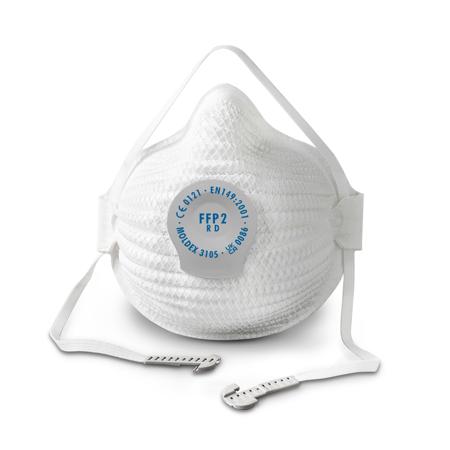 310501  Moldex White EVA, Natural Rubber, Polyester, Polyethylene, Polyproplyene Face Mask for Construction, M/L