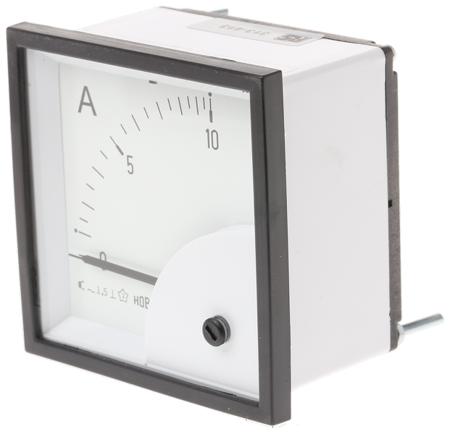 D72MIS10A/1-002 HOBUT D72SD Analogue Panel Ammeter 0/10A Direct Connected AC, 72mm x 72mm Moving Iron