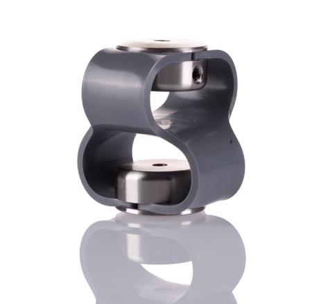 047.20.1818.RS Huco Double Loop Elastomer, 4mm Bore, 48mm Length Coupler
