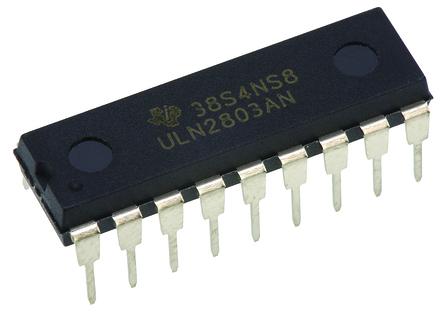 ULQ2803A STMicroelectronics  Octal NPN Darlington Transistor, 500 mA 50 V HFE:1000 @ 350 mA @ 2 V, 18-Pin PDIP