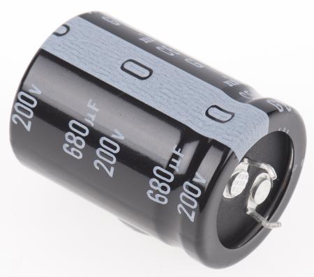LGU2D681MELA Nichicon 680μF Aluminium Electrolytic Capacitor 200V dc, Snap-In -