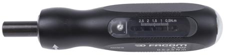 A.402 Facom Adjustable Hex Torque Screwdriver, 0.5 → 2.5Nm, 1/4'' Drive, ±6 % Accuracy