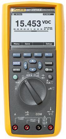 3947781 Fluke 287 Handheld Digital Multimeter, True RMS, 10A ac Max, 10A dc Max, 1000V ac Max - UKAS Calibrated