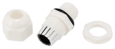 NGM16-WHT HellermannTyton M16 White Nylon, IP68 Cable Gland With Locknut