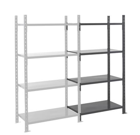 ZBTOLIND2012804S1 Manorga RAL 7024 4 Shelf Sheet Steel Modular Shelving Extension Bay, 2000mm x 1260mm, 800mm, 460kg Load