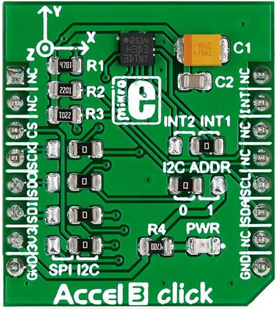 MIKROE-2102 MikroElektronika Accel 3 Click Accelerometer Sensor MikroBus Click Board for H3LIS331DL
