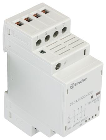 22-34-0-230-4720 Finder 3PDT Non-Latching Relay DIN Rail, 240V ac Coil, 25 A