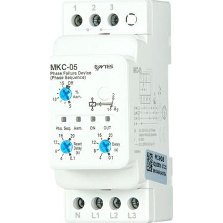 MKC-05 ENTES Phase Monitoring Relay, 3 Phase, SPDT, DIN Rail