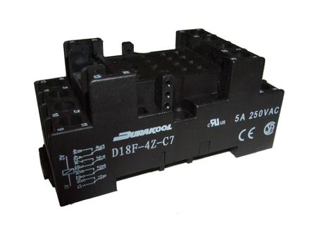 D18F-4Z-C7 Durakool D14F 14 Pin 300V ac DIN Rail Relay Socket, for use with DX4, DXN Relays