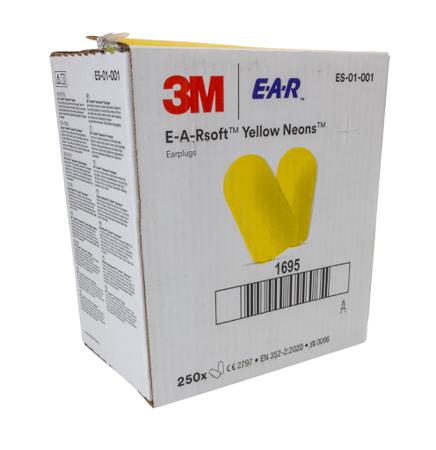 ES-01-001 3M E.A.R Soft Yellow Neons Series Yellow Disposable Uncorded Ear Plugs, 36dB Rated, 250 Pairs