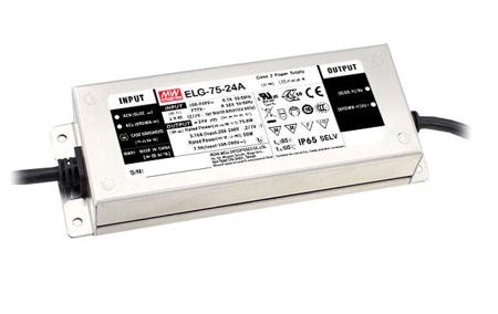 ELG-75-24DA-3Y MEAN WELL Dimmable LED Driver, 24V Output, 76W Output, 3.15A Output, Constant Current / Constant Voltage Dimmable