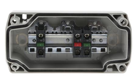 XALD324 Schneider Electric Harmony XALD NO Enclosed Push Button, IP66, IP67, IP69, IP69K 62mm Dark Grey/Light Grey Polycarbonate