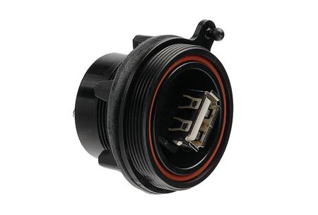 PX0842/A Bulgin Straight, Panel Mount, Socket- Single Port Type A 2.0 IP68, IP69K USB Connector