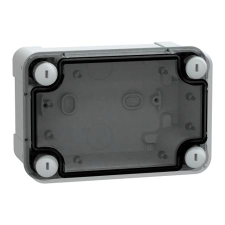 NSYTBS1397T Schneider Electric PanelSeT Series Grey ABS General Purpose Enclosure, IP66, IK07, Flanged, Transparent Lid, 138 x 93 x