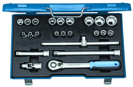 19-EMU-20 Gedore 19 EMU 20, 23 Pieces Socket Set 1/2 in Square Drive