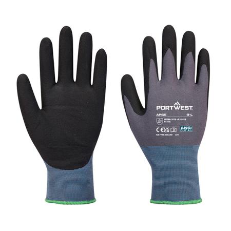 AP65K7RXXL Portwest AP65 Black, Grey Nylon Dry Environment, Moist Environment Work Gloves, Size XXL, Nitrile Foam Coating