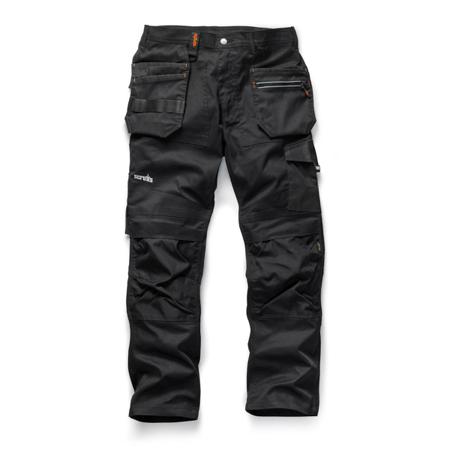 T54496 Scruffs Trade Flex Men's Black Polyester, Cotton, Size Regular Waist Size 28 in W 32in L