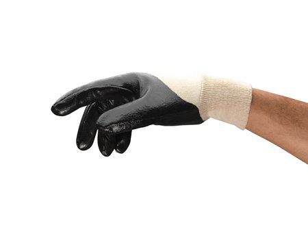 48501090 Ansell Edge 48-501 Black Cotton Oil Resistant Work Gloves, Size 9, Nitrile Coating