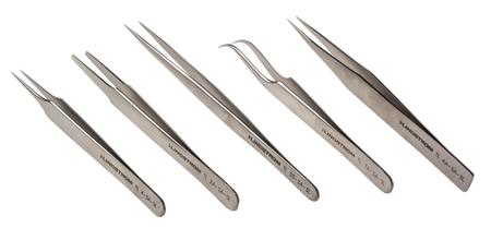 9855 Lindstrom 5 piece Stainless Steel Tweezer Set with Various Contents