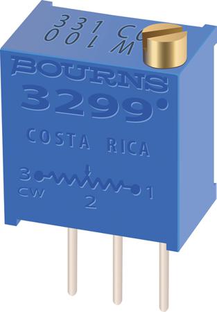 3299Y-1-104LF Bourns 3299 Series 25-Turn Through Hole Trimmer Resistor with PC Pin Terminations, 100kΩ ±10% 0.5W ±100ppm/°C