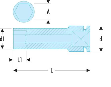 NSB-22 Facom 22mm, 1/2 in Drive Impact Socket, 85 mm length