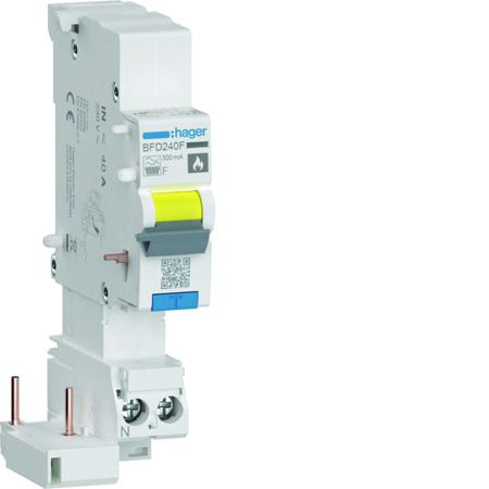 BFD240F Hager BFD RCCB, 40A, 1P+N Pole, 300mA, Type F