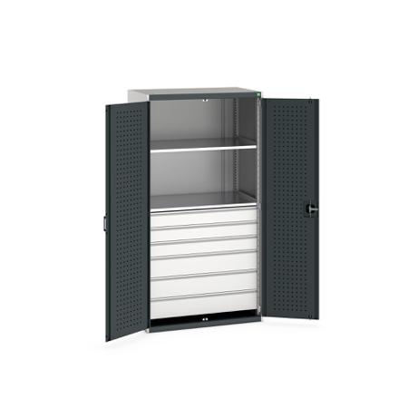 40021113-19V Bott 2 Door, 6 Drawer Sheet Steel Floor Standing Cupboard, 1050 X 650 X 2000mm