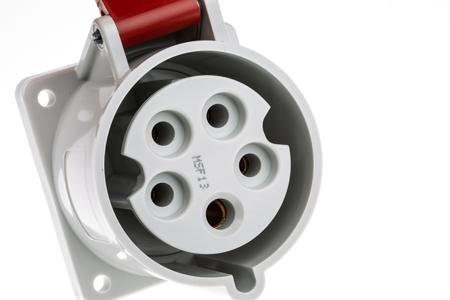 3451 Mennekes IP44 Red Panel Mount 5P Industrial Power Socket, Rated At 32A, 400 V