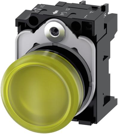 3SU1102-6AA30-1AA0 Siemens , SIRIUS ACT Yellow LED Pilot Light Complete, 22mm Cutout, IP20, 24 V ac/dc