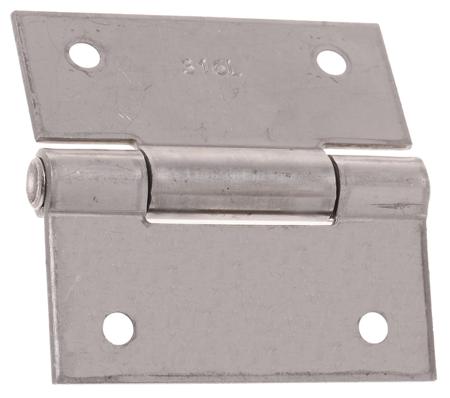 RS_448-5247 Raw Stainless Steel Square Hinge with a Riveted pin Screw, 60mm x 60mm x 2mm