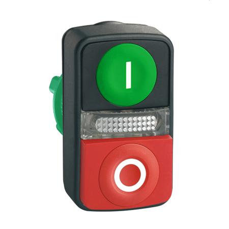ZB5AW7L3741 Schneider Electric Harmony Series Green, Red Illuminated Momentary Push Button Head, 22mm Cutout, IP66, IP69K