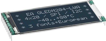 EA OLEDM204-LWA Display Visions 2in White OLED Display 4 x 20pixels I2C, SPI Interface