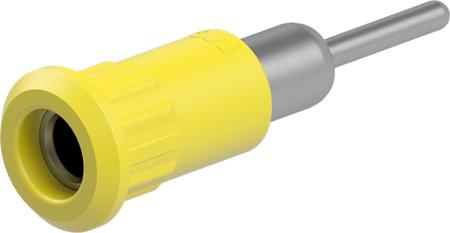 64-3011-24 Staubli Yellow Socket Test Socket, Solder Termination, 25A, 30V ac, Nickel Plating