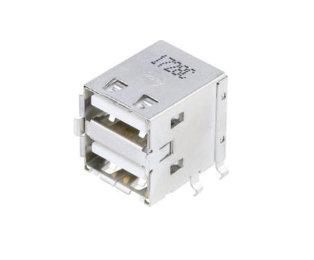 67298-4090 Molex, 67298 Series Number Dual Port Right Angle Through Hole Type A USB Connector, Receptacle
