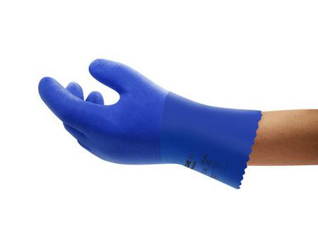 14662100 Ansell Edge 14-662 Blue PVC Abrasion Resistant, Chemical Resistant Work Gloves, Size 10, PVC Coating