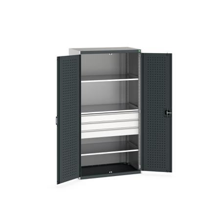 40021109-19V Bott 2 Door, 3 Drawer Sheet Steel Floor Standing Cupboard, 1050 X 650 X 2000mm