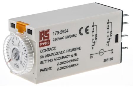 179-2934 Analogue Time Relay. 8 pin DPCO