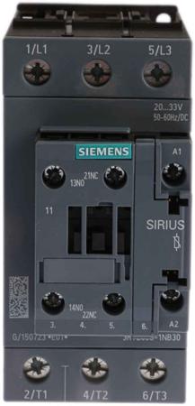 3RT2036-1NB30 Siemens 3RT2 Contactor, 24 V Coil, 3-Pole, 50 A, 22 kW 24 V, 3 NO, 400V