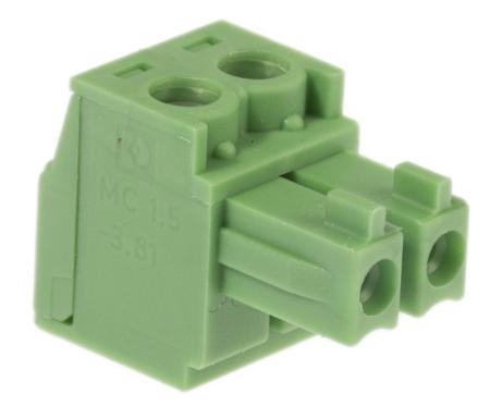 1803578 Phoenix Contact, 3.81mm Pitch, MC 1.5/ 2-ST-3.81, 2 Way, , Pluggable Terminal Block, Plug, Cable Mount, Screw