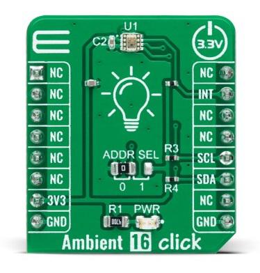 MIKROE-4933 MikroElektronika Ambient 16 Click Ambient Light Sensor Add On Board for BH1726NUC MikroBus