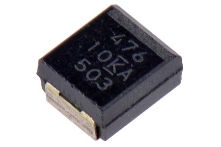 T591B476M010ATE070 KEMET 47μF Surface Mount Polymer Capacitor, 10V dc