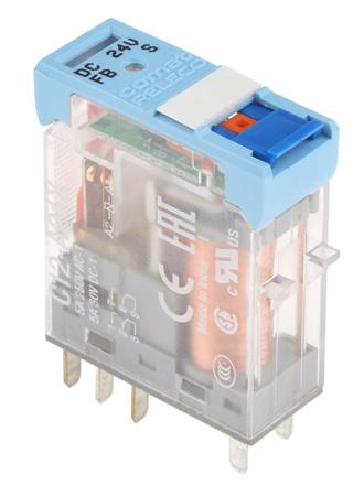 C12A21X24D Releco PCB Mount Power Relay, 24V dc Coil, 5A Switching Current, DPDT
