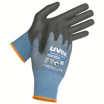 6004808 Uvex phynomic C XG ESD Black Carbon, Elastane, Fibreglass, HPPE, Polyamide Cut Resistant, ESD Safety Work Gloves, Size
